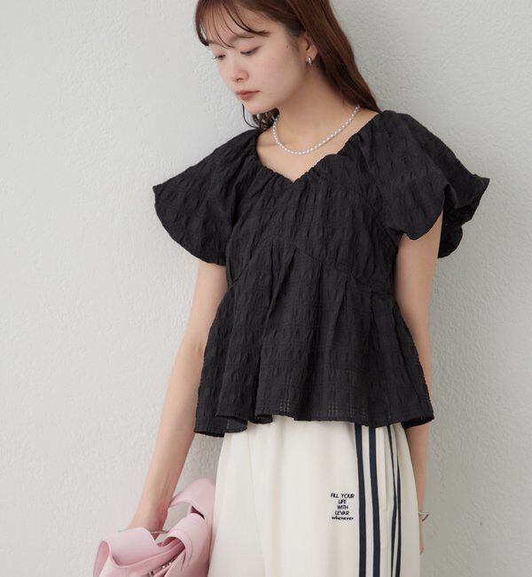  「チェックパフブラウス」|シャツ・ブラウス|