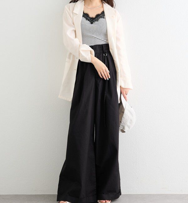  「ワイドベルトタックパンツ」|チノ|