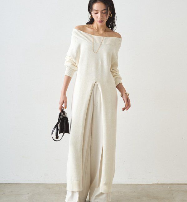  「ハイスリットニットワンピース」|ワンピース|オフホワイト