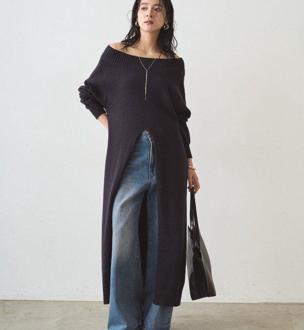  「ハイスリットニットワンピース」|ワンピース|