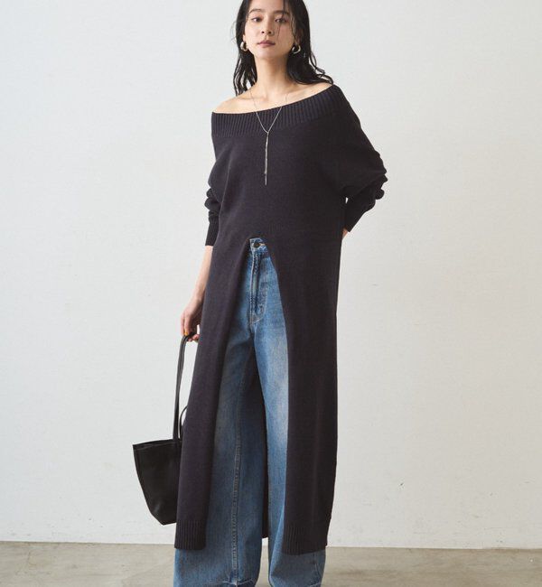  「ハイスリットニットワンピース」|ワンピース|