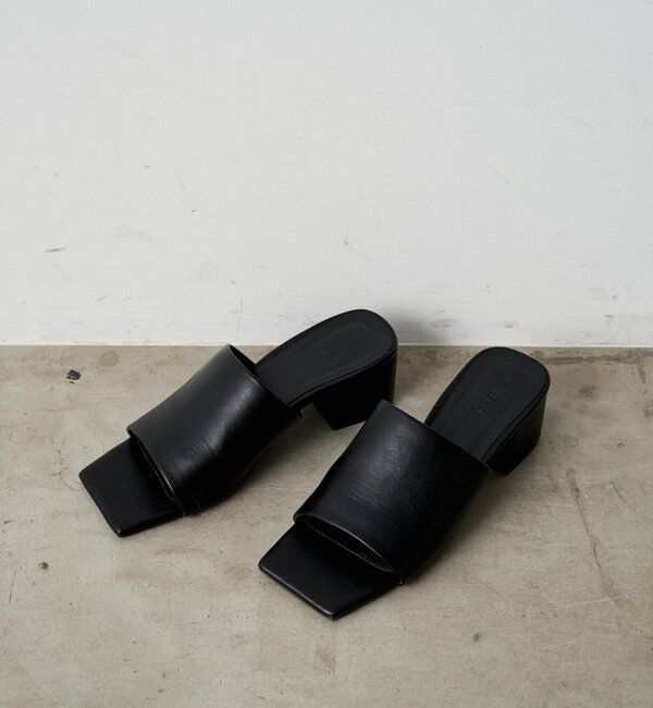  「【GALENA/ガレナ】スクエアミュール」|サンダル|ブラック