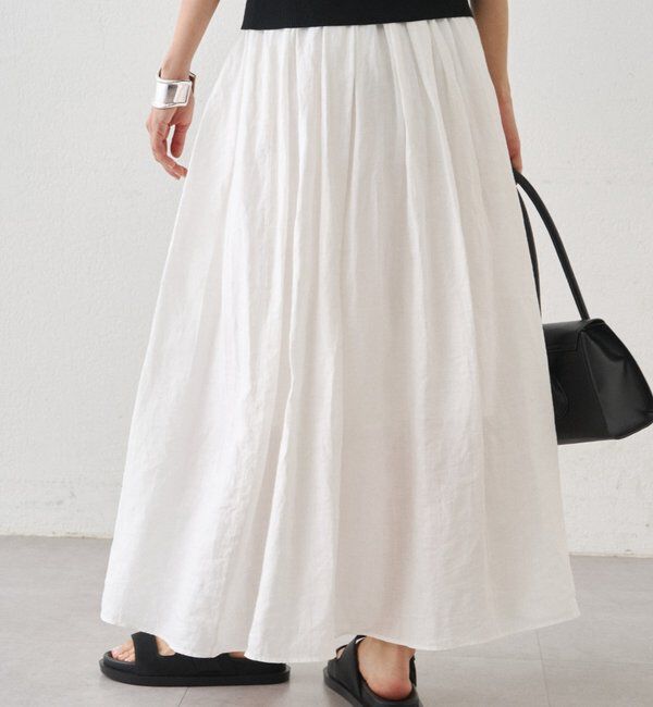  「リネンタックギャザースカート」|スカート|