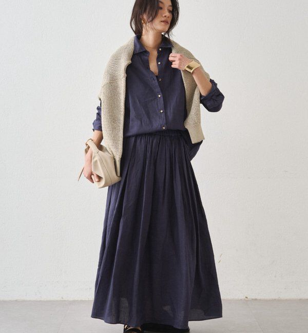  「リネンタックギャザースカート」|スカート|