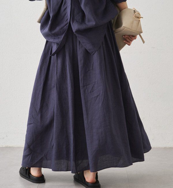  「リネンタックギャザースカート」|スカート|