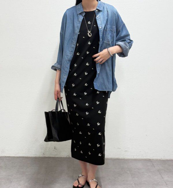  「【@iristagramuuコラボ】ショルダータック刺繍ワンピース」|ワンピース|