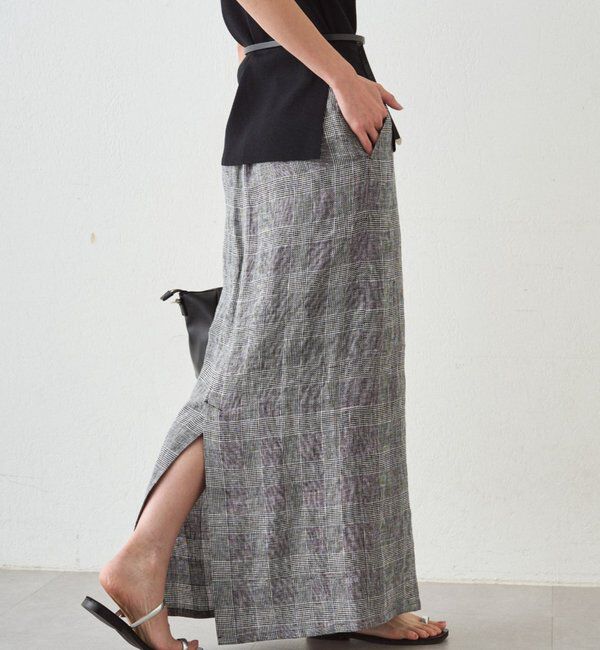  「チェックリネンマキシスカート」|スカート|