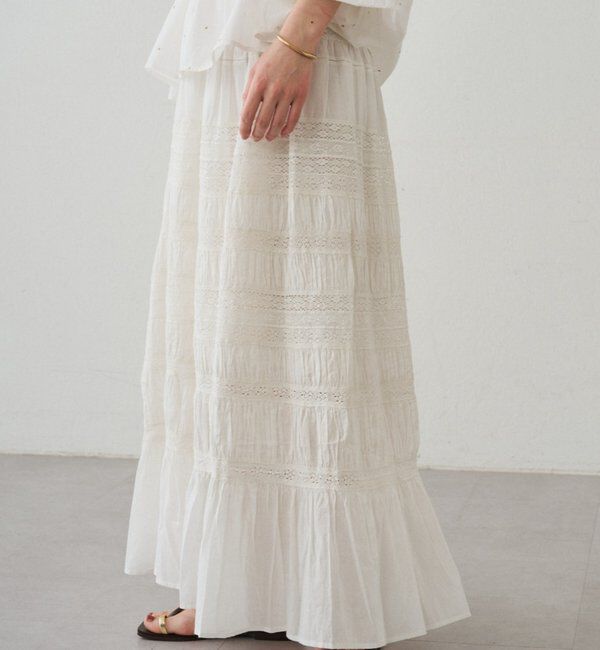  「【INDIA】ギャザーティアードレーススカート」|スカート|