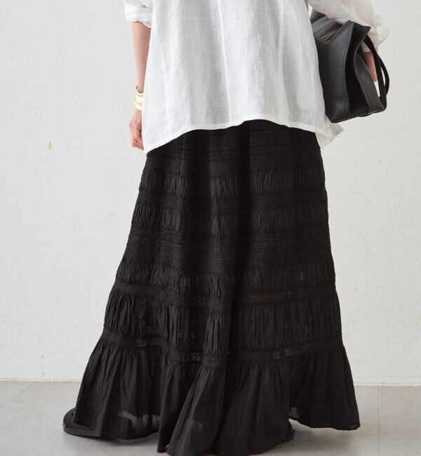  「【INDIA】ギャザーティアードレーススカート」|スカート|