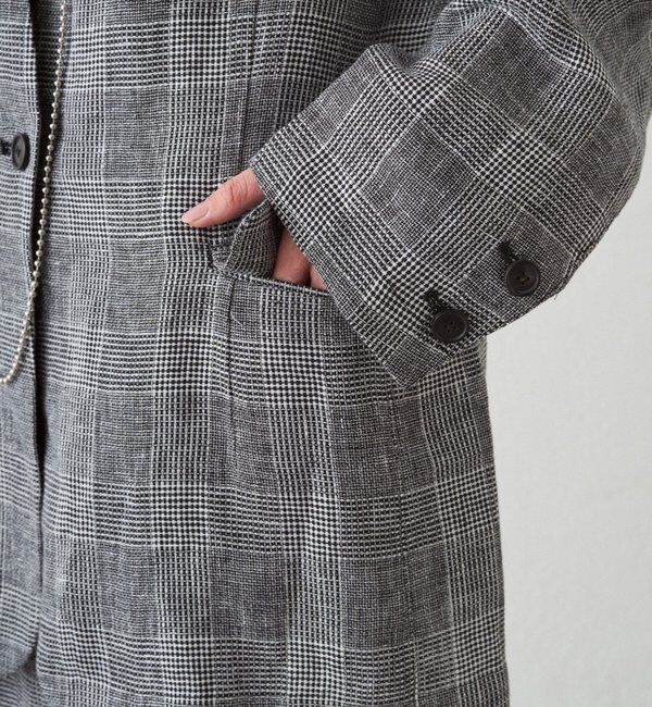  「チェックリネンBIGジャケット」|ベスト・ジレ|
