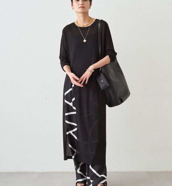  「シアーハイスリットワンピース」|ワンピース|ブラック