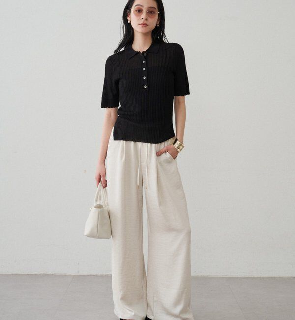  「サテンワイドイージーパンツ」|チノ|