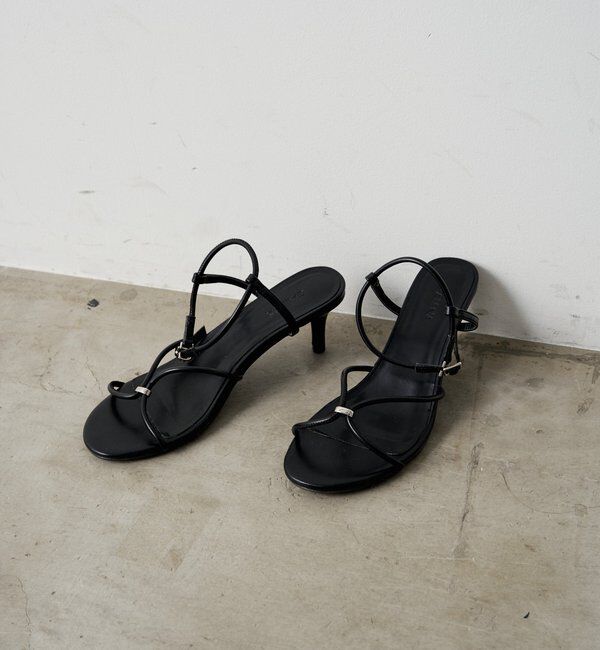  「【GALENA/ガレナ】メタルポイントヒールサンダル」|サンダル|ブラック