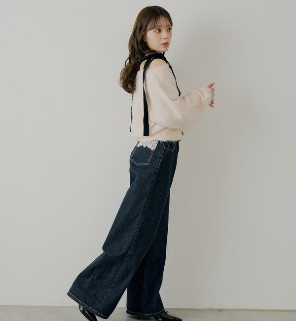  「ポケットレースワイドデニム」|デニム|