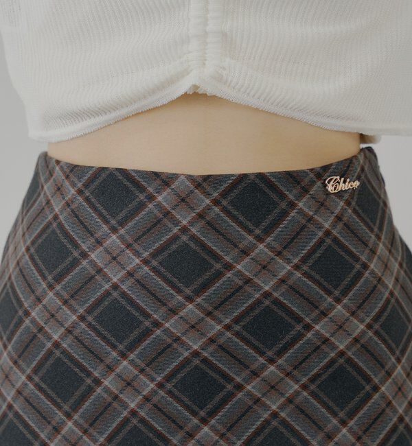  「2wayレイヤードチェックボックスタイトミニスカート」|スカート|