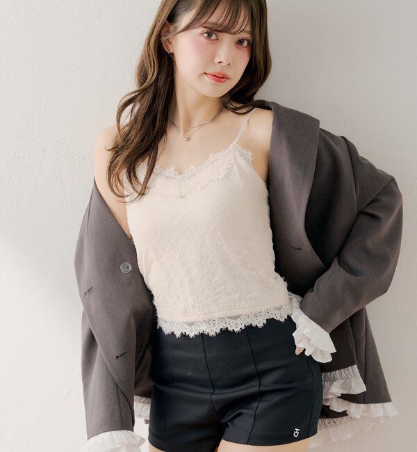  「カップ付き総レースキャミ」|キャミソール|
