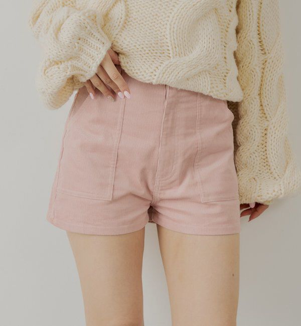  「コーデュロイショートパンツ」|チノ|ピンク