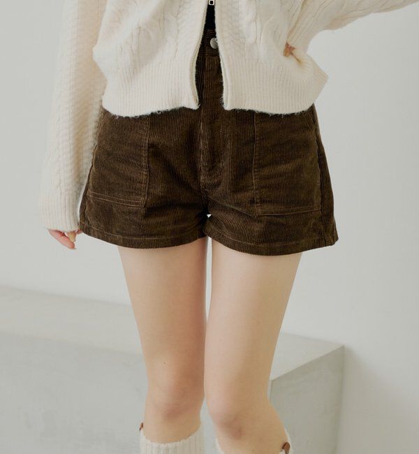  「コーデュロイショートパンツ」|チノ|ブラウン