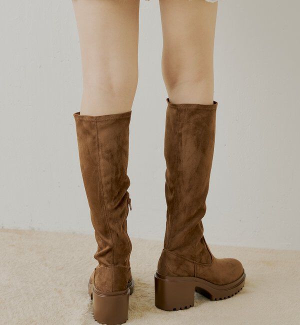  「【REVIVAL】厚底チャンキーストレッチロングブーツ」|ロングブーツ|