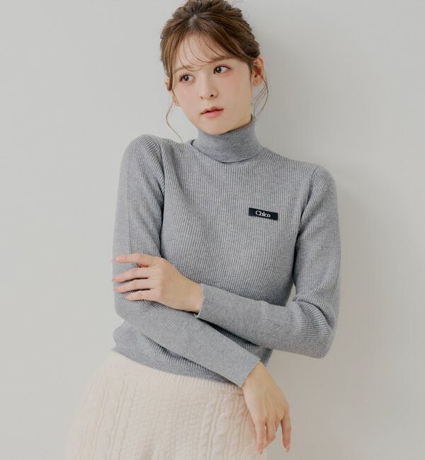  「胸ロゴラメタートルニット」|ニット・セーター|