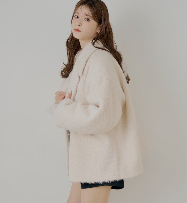  「金ボタンシャギーミディジャケットコート」|その他|