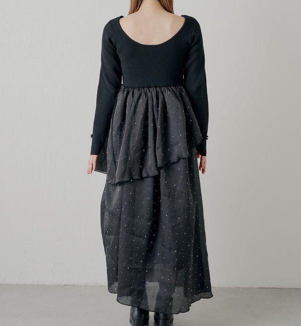  「【SALON by Chico】パール付きドッキングタックボリュームワンピース」|ワンピース|