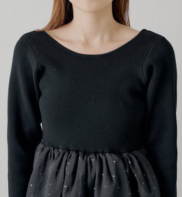  「【SALON by Chico】パール付きドッキングタックボリュームワンピース」|ワンピース|