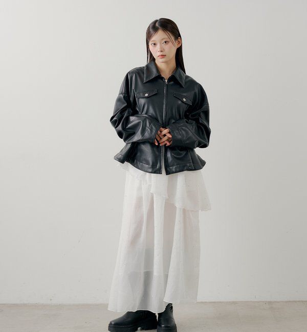  「【SALON by Chico】パール付きドッキングタックボリュームワンピース」|ワンピース|