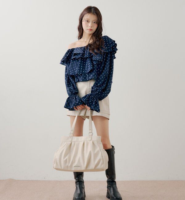  「フリルワンショルドットブラウス」|シャツ・ブラウス|