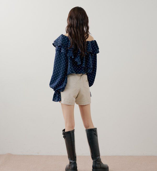  「フリルワンショルドットブラウス」|シャツ・ブラウス|