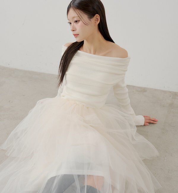  「【SALON by Chico】ティアードボリュームドッキングワンピース」|ワンピース|アイボリー