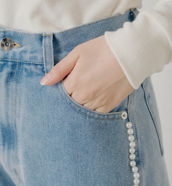  「【SALON by Chico】サイドパールラインカーブデニム」|デニム|