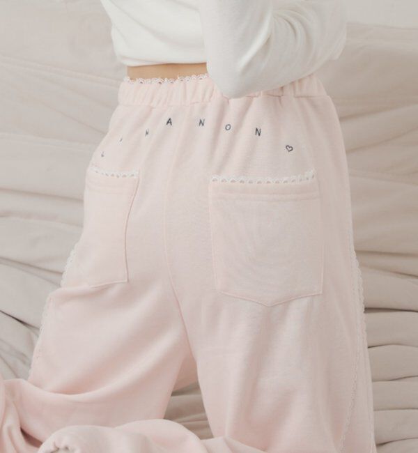  「サイドレーススウェットパンツ」|チノ|ピンク