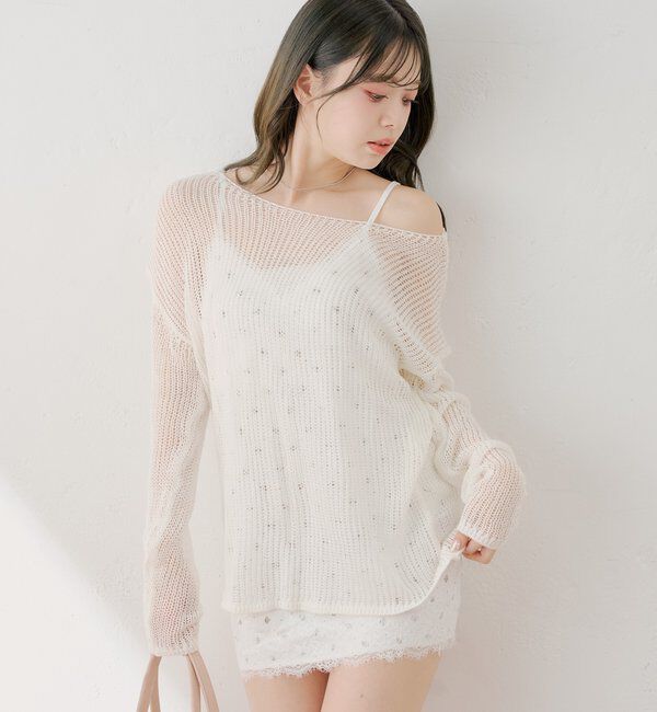  「花柄キャミワンピース+ルーズニットセット」|ワンピース|