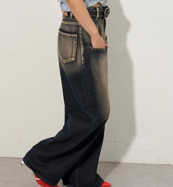  「《UNISEX / サイズ展開あり》スラッシュポケットブラストワイドデニム」|デニム|