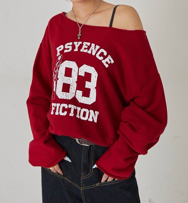  「エリオットナンバリングワンショルダースウェット」|Tシャツ・カットソー|レッド