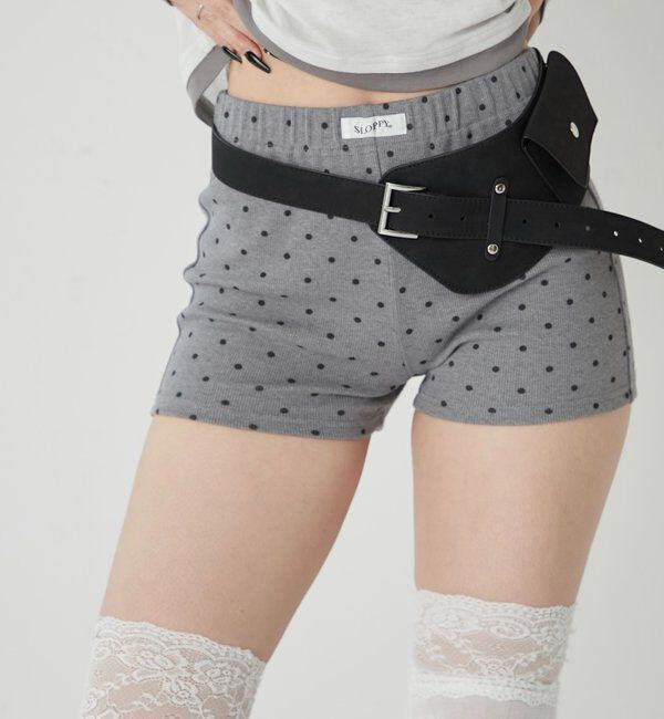  「【SLOPPY/スロッピー】リブショートパンツ」|チノ|グレーその他2