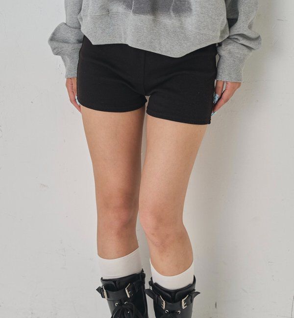  「【SLOPPY/スロッピー】リブショートパンツ」|チノ|ブラック