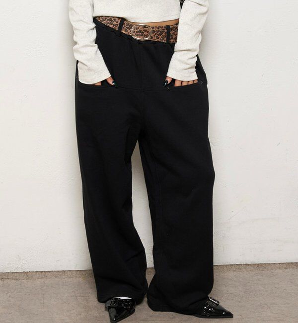  「【低身長・高身長対応】スラッシュポケットスウェットイージーパンツ」|チノ|