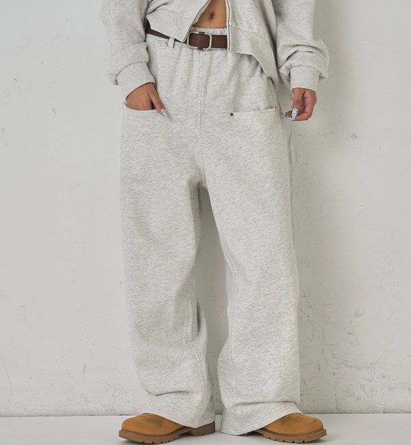  「【低身長・高身長対応】スラッシュポケットスウェットイージーパンツ」|チノ|