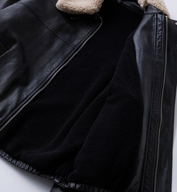  「3way ヴィンテージライクレザーボアブルゾン」|ブルゾン・スタジャン|