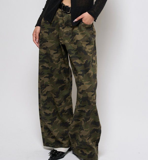  「アソート柄ローライズデニム」|デニム|カーキ