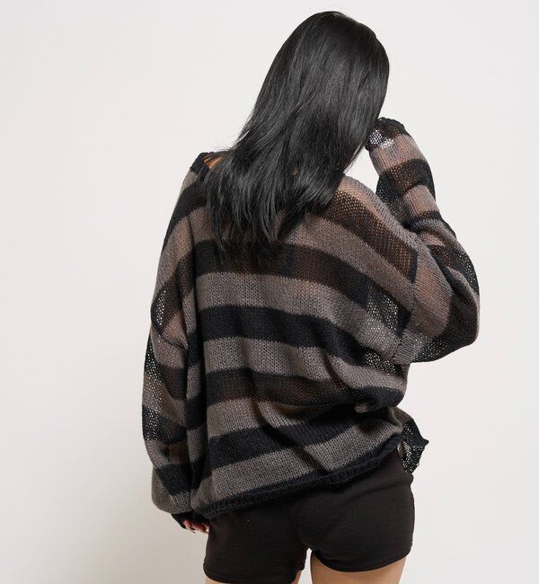  「ワイドボーダーメッシュニット」|ニット・セーター|