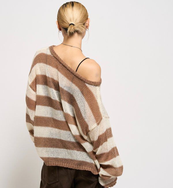  「ワイドボーダーメッシュニット」|ニット・セーター|