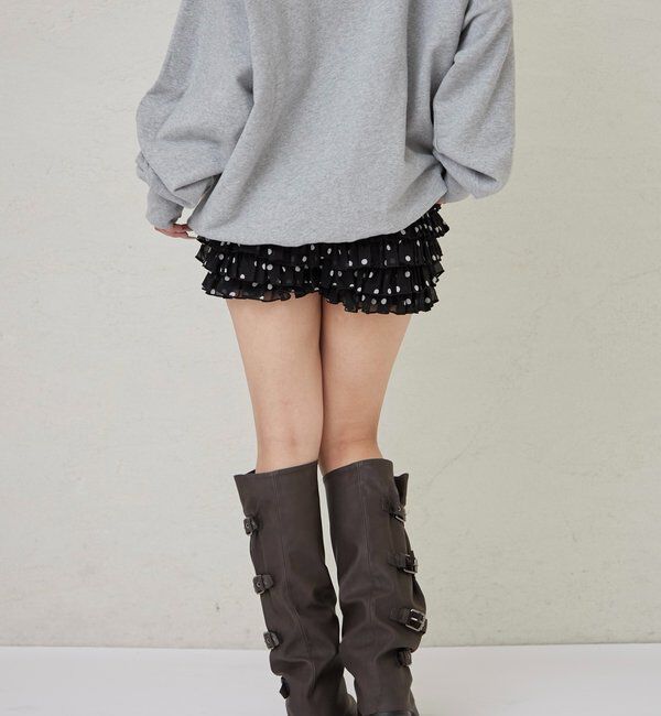  「レースショートパンツ(無地/ドット/チェック/レオパード)」|チノ|