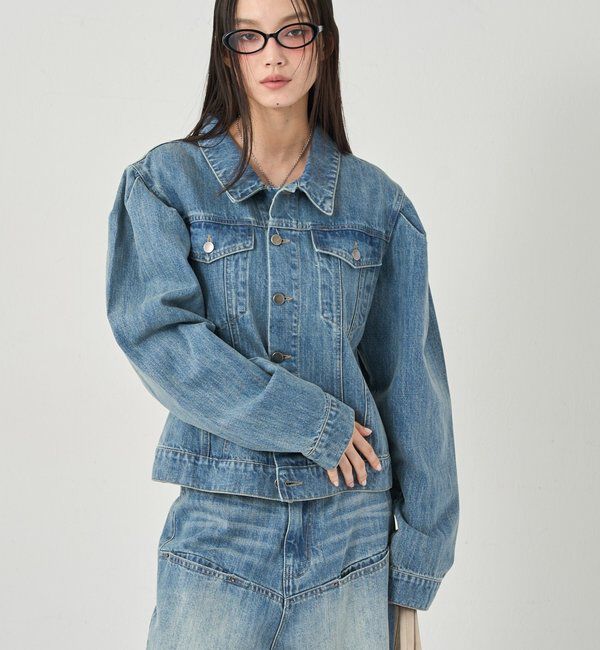  「【WEB限定】パフスリーブデニムジャケット」|ブルゾン・スタジャン|