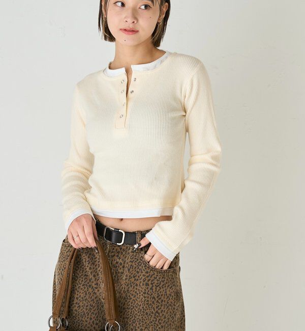  「レイヤードヘンリーニットトップス」|ニット・セーター|