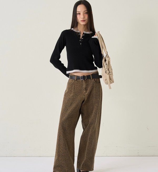  「レイヤードヘンリーニットトップス」|ニット・セーター|