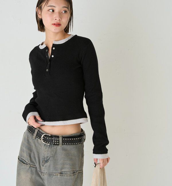  「レイヤードヘンリーニットトップス」|ニット・セーター|