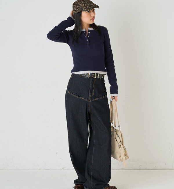  「レイヤードヘンリーニットトップス」|ニット・セーター|